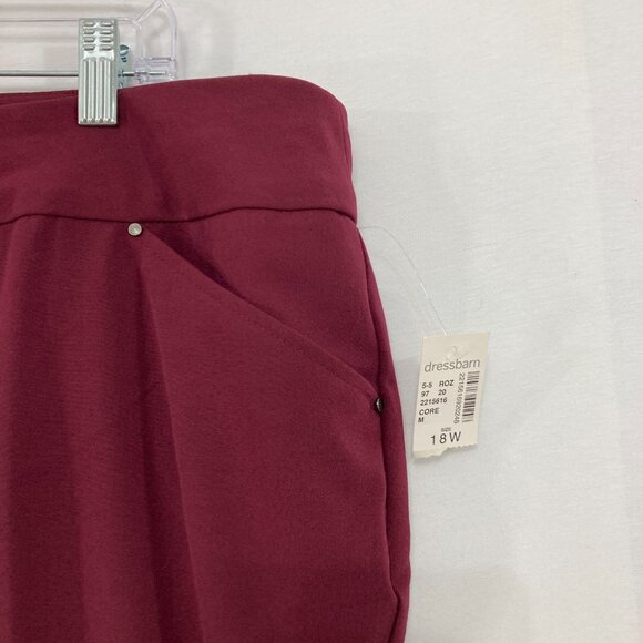 New Roz & Ali size 18 Burgundy Tummy Control Stretch Pull-on Straight Leg Pants - Picture 4 of 10